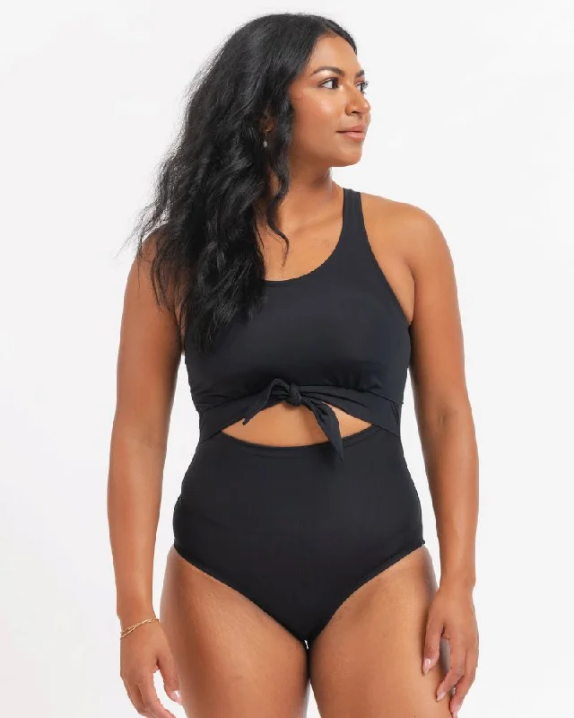 Black Knotted One-Piece