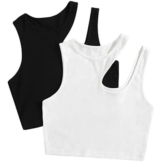 2-Pack: Women's Cropped Knit Tank Top