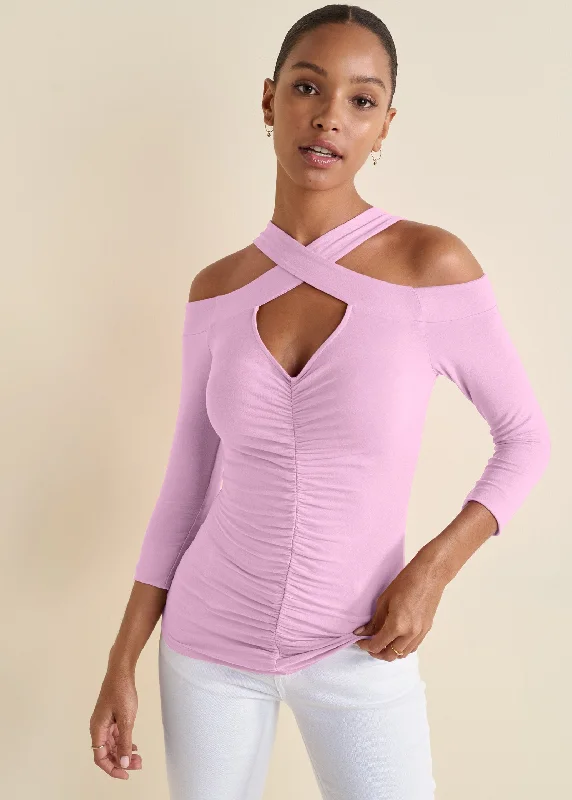 Cold-Shoulder Cut Out Top - Lavender