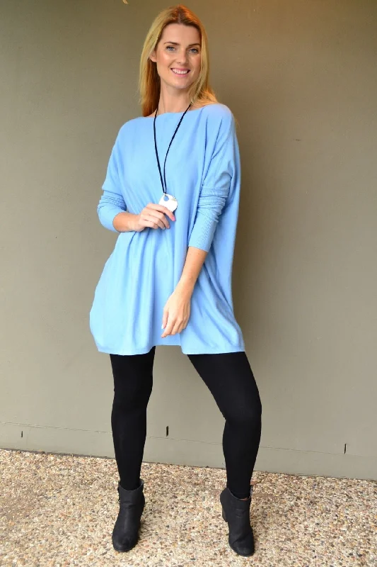 Light Blue Super Soft Oversized Knit Jumper Tunic