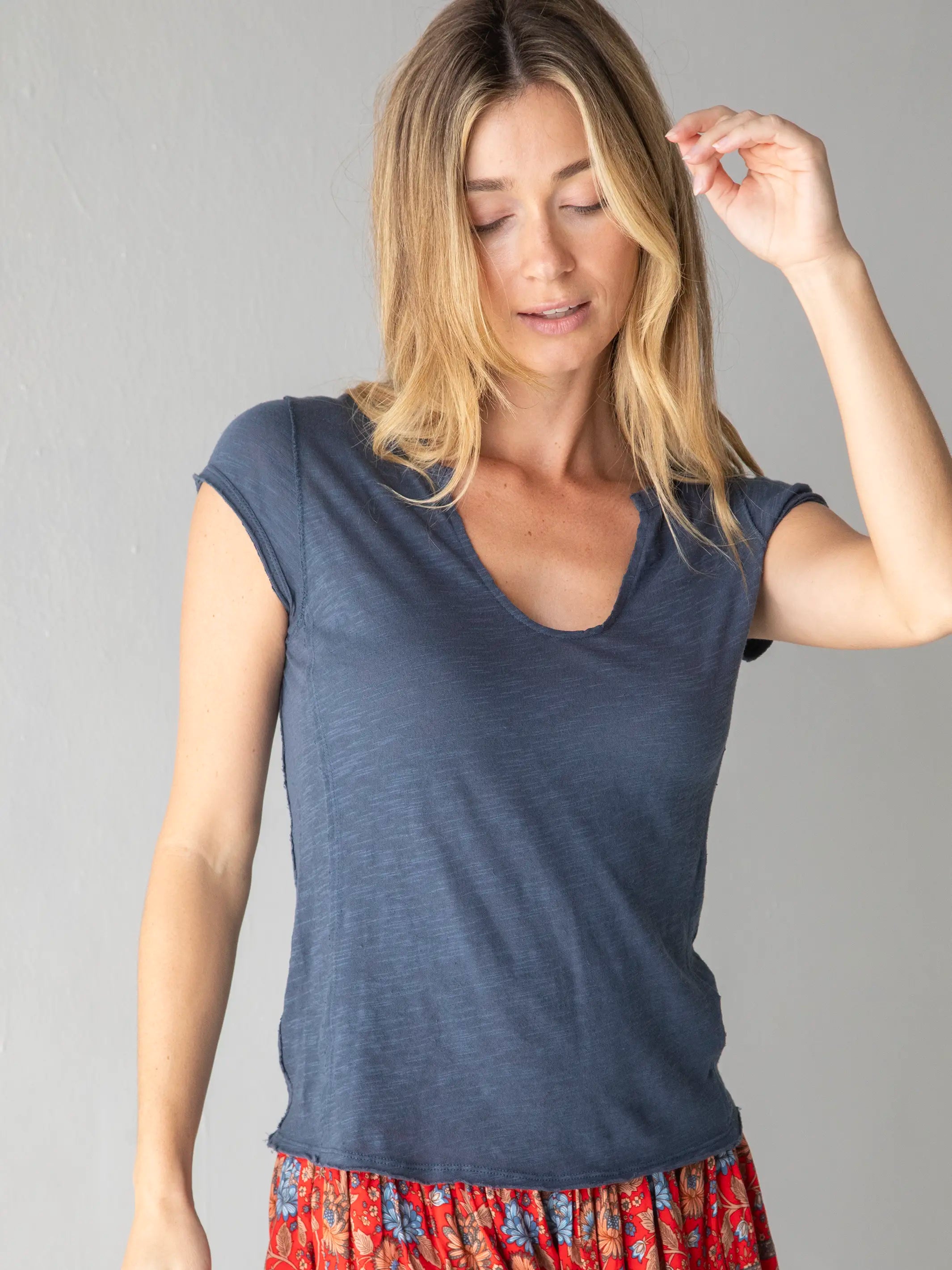 Molly Cotton Tee Shirt - Indigo