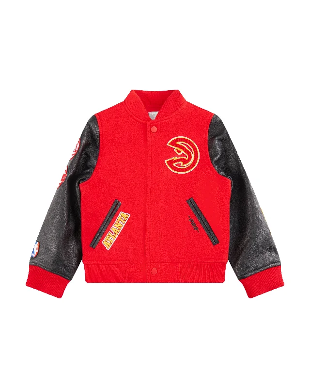 NBA ATLANTA HAWKS CLASSIC LITTLE BOYS WOOL VARSITY JACKET (RED/BLACK)