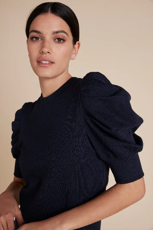 The Just Enough Puff Short Sleeve Sweatshirt in Navy