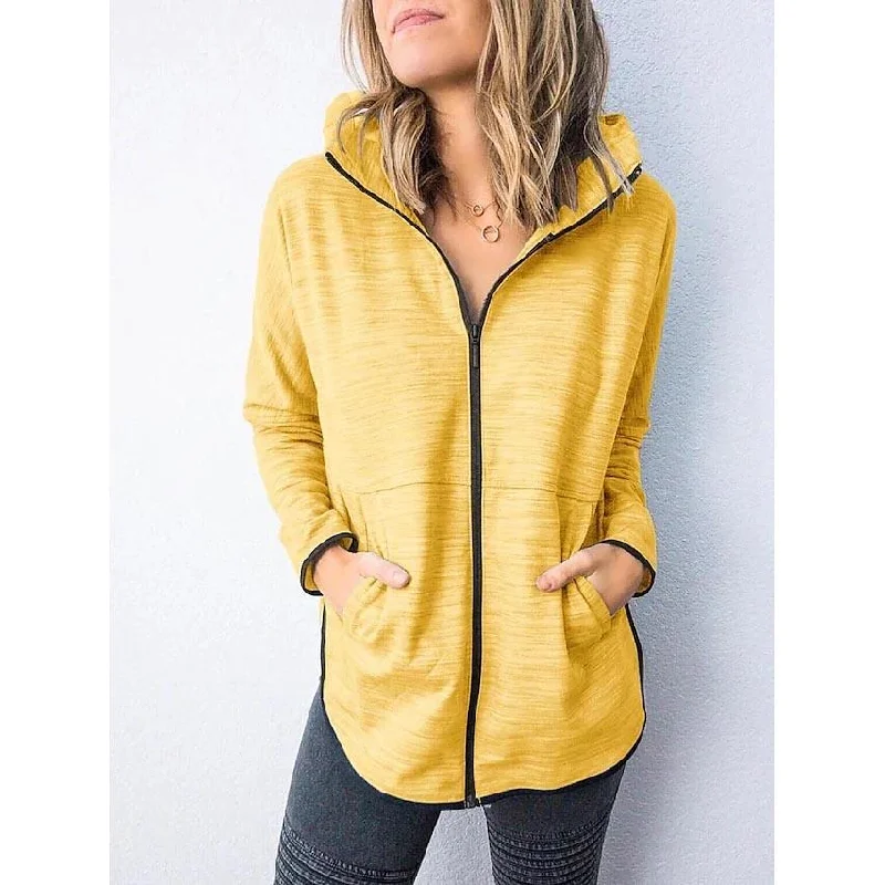 Women's Hoodie Zip Up Hoodie Sweatshirt Plain Zipper Front