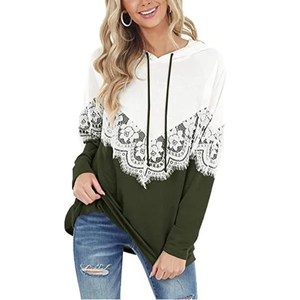 Women Long Sleeve Lace Hoodies