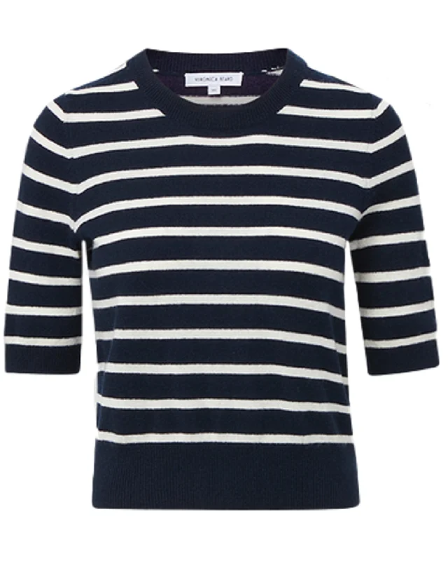 Navy and White Shana Cashmere Sweater