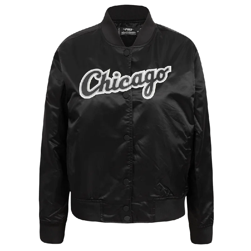 MLB CHICAGO WHITE SOX CLASSIC WOMEN'S SATIN JACKET (BLACK)