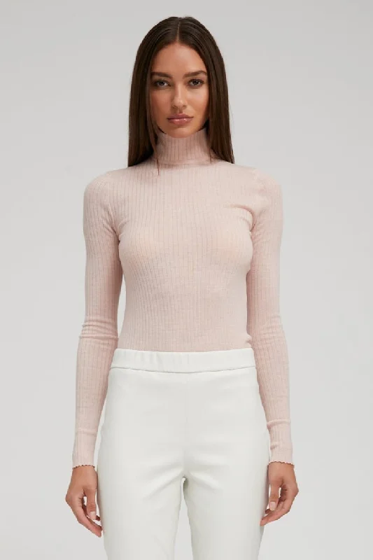 Blush Cashmere Mock Neck