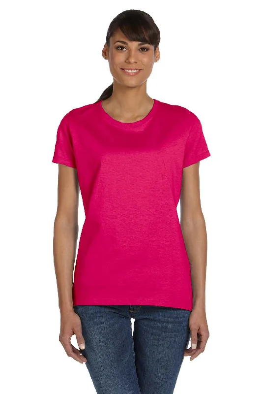 Fruit Of The Loom Womens HD Jersey Short Sleeve Crewneck T-Shirt - Cyber Pink - Closeout