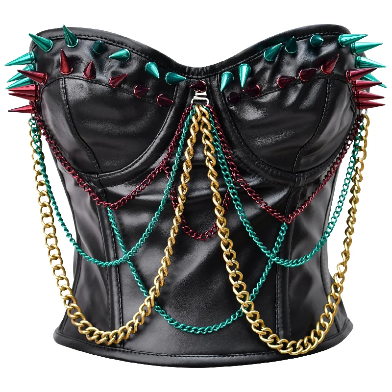 Steampunk Steel Boned Faux Leather Bustier