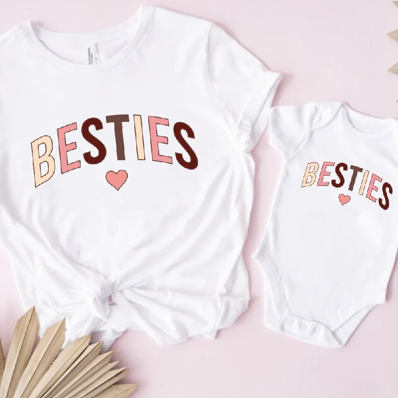 Besties Autumn Matching White T-Shirt & Baby Vest