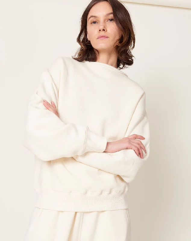 Rolled Neck Sweatshirt in Ivory