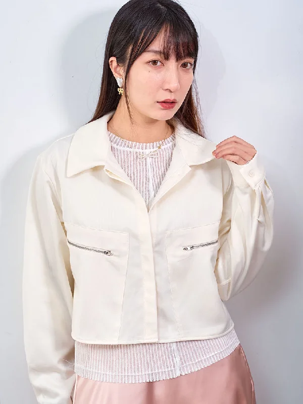 Zipper Pockets Crop Jacket