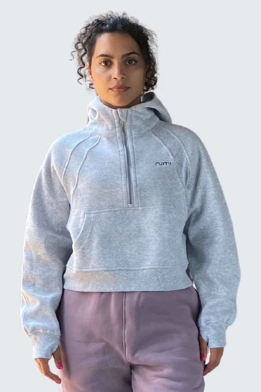 W MoonSweat Shirt Mock Oversized + Hoodie - Pebble Heather