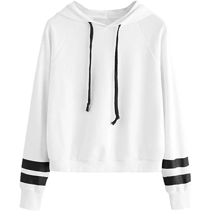 Women's Pullover Fleece Drop Shoulder Striped Hoodie