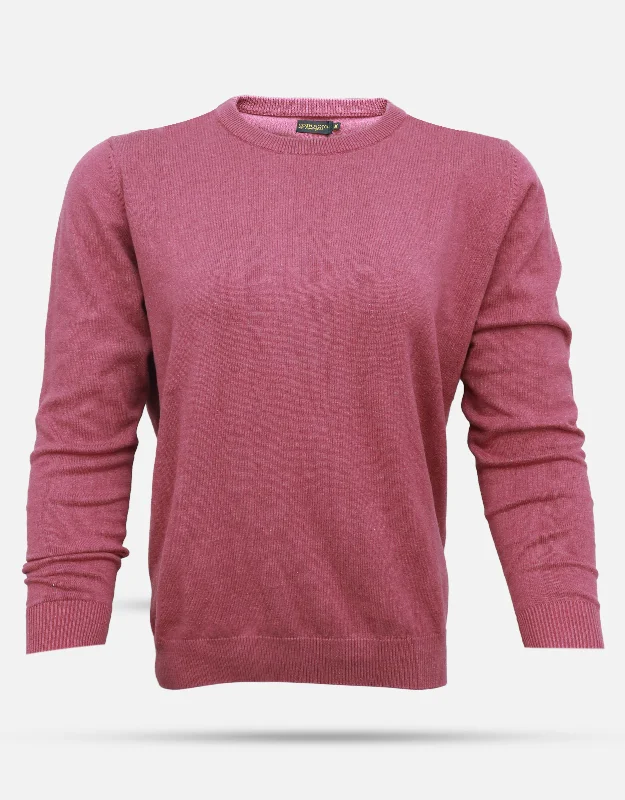 Women's Round Neck Maroon Woolen Sweater