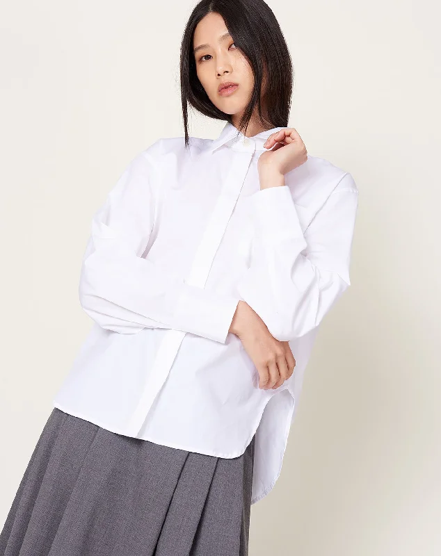 Covered Placket Shirt in White