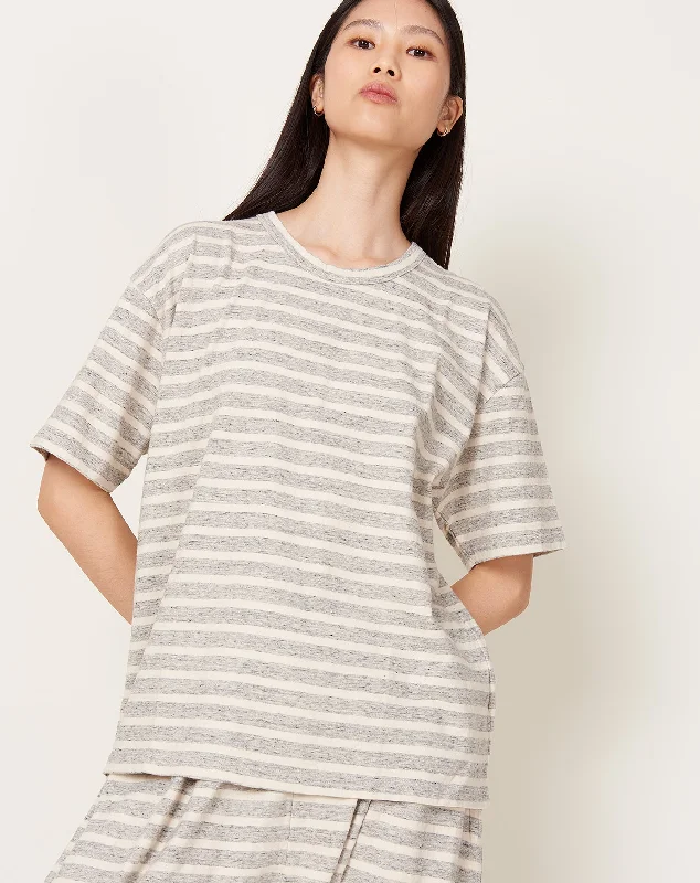 Striped T-Shirt in Grey & Natural