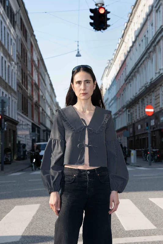 Puff and Pencil Tie Blouse, Lantern Sleeve & Peggy Collar