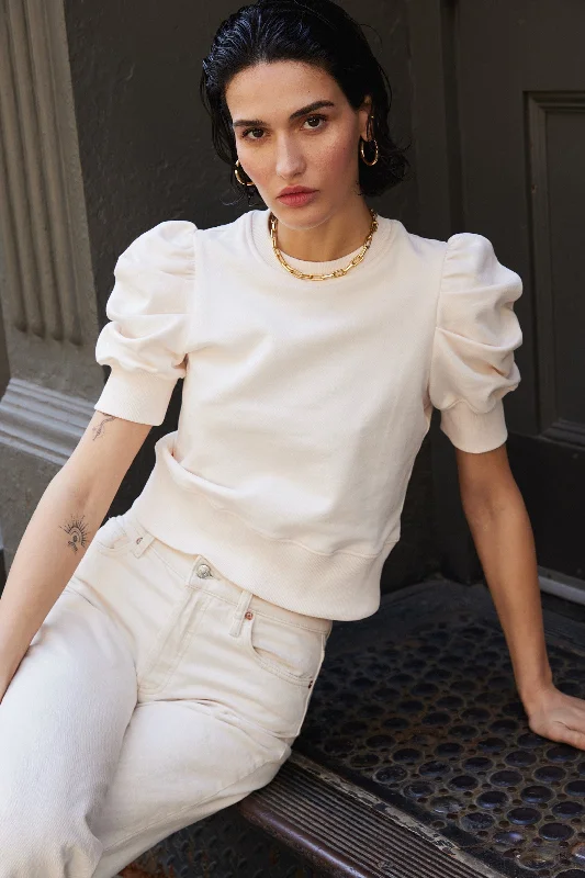 The Just Enough Puff Short Sleeve Sweatshirt in Cream