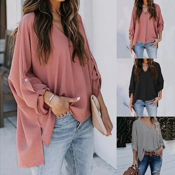 Women Spring and Autumn V-neck Blouse