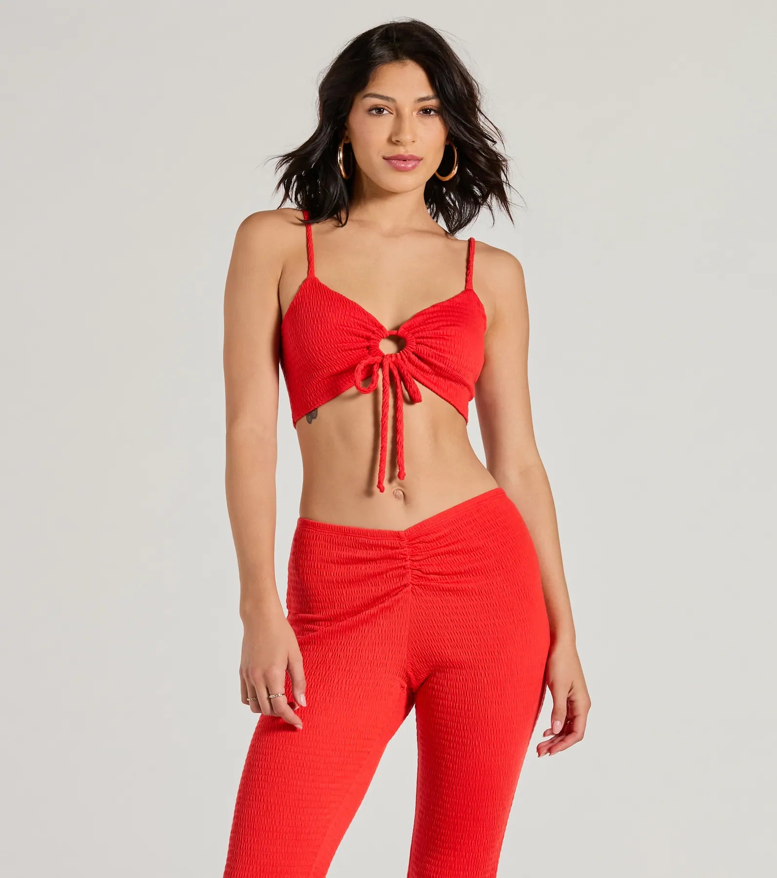 Looking Good Sweetheart Tie Front Crop Top