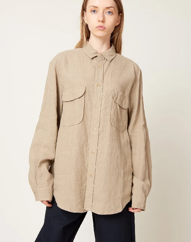 Linen CLIP Shirt in Beige