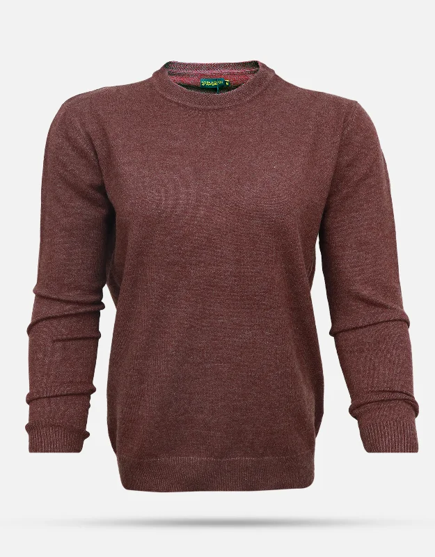 Women's Round Neck Brown Woolen Sweater