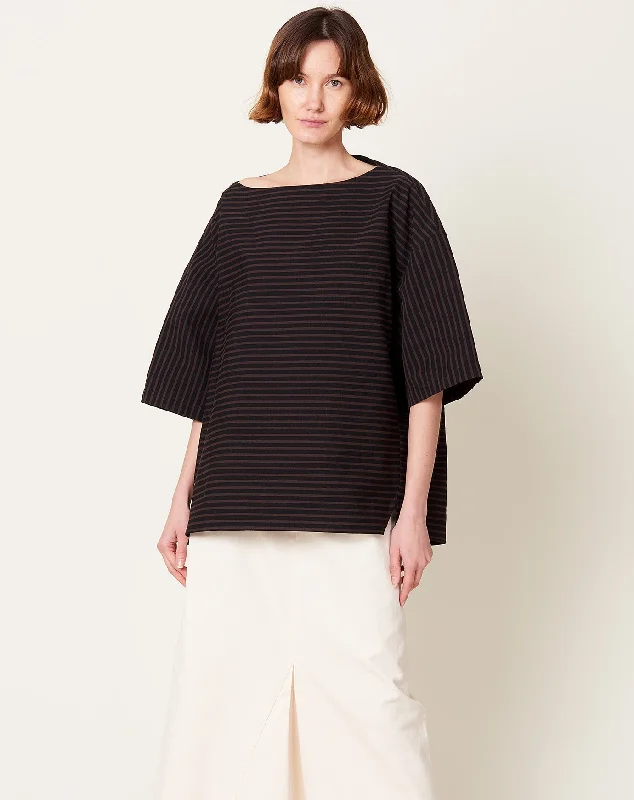 Ode Top in Black Stripe Canvas