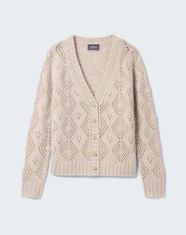 Pointelle details cardigan