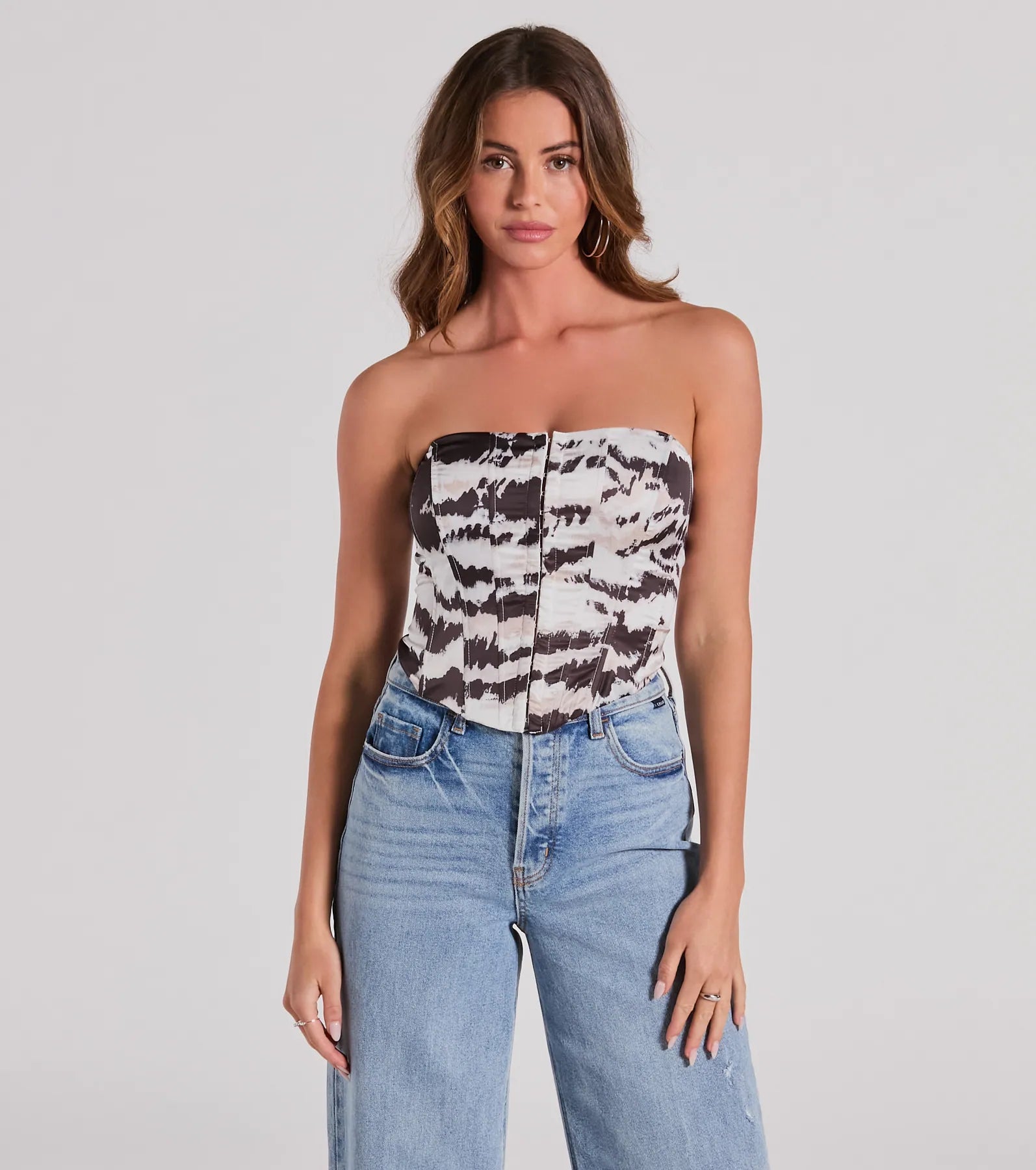 Perfect Evening Strapless Lace-Up Marble Corset Top