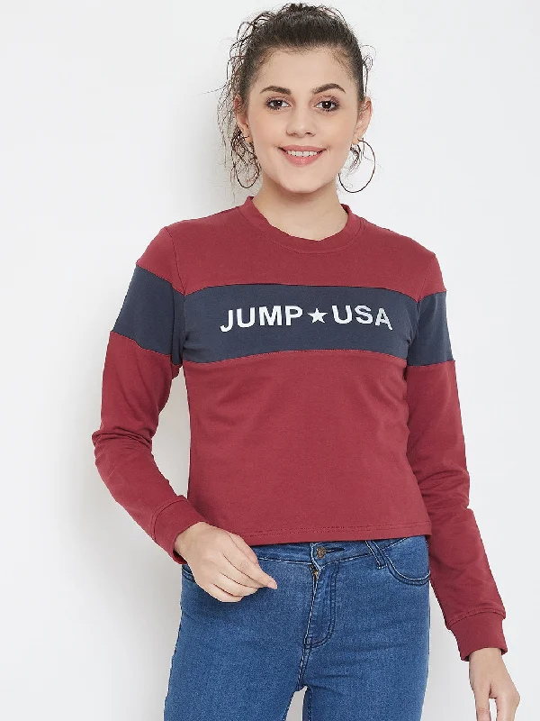 JUMP USA Women Solid Hooded Sweatshirt