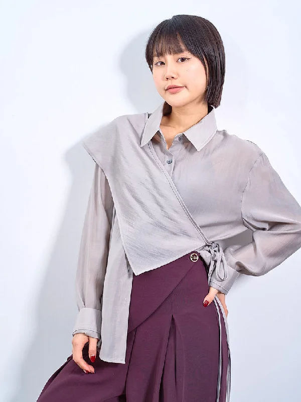 Silky Shirt With Tie Scarf