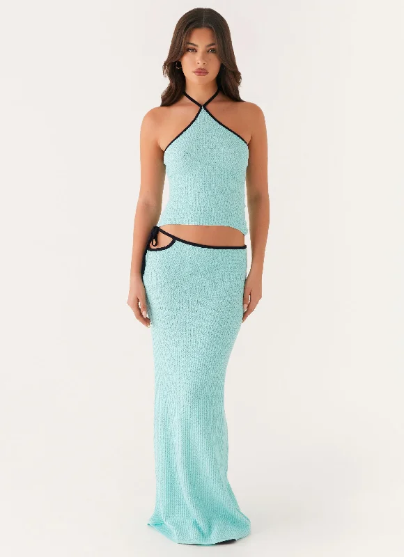 Cameron Crochet Maxi Skirt - Pale Blue