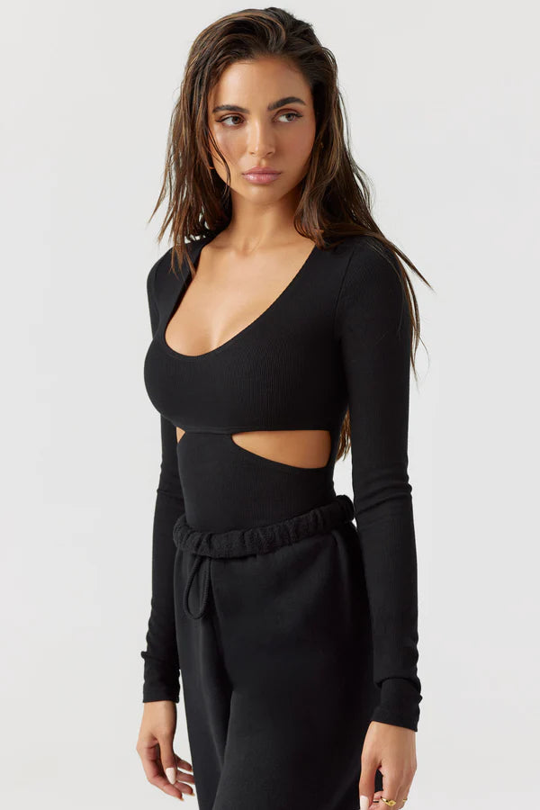 Black Cutout Long Sleeve