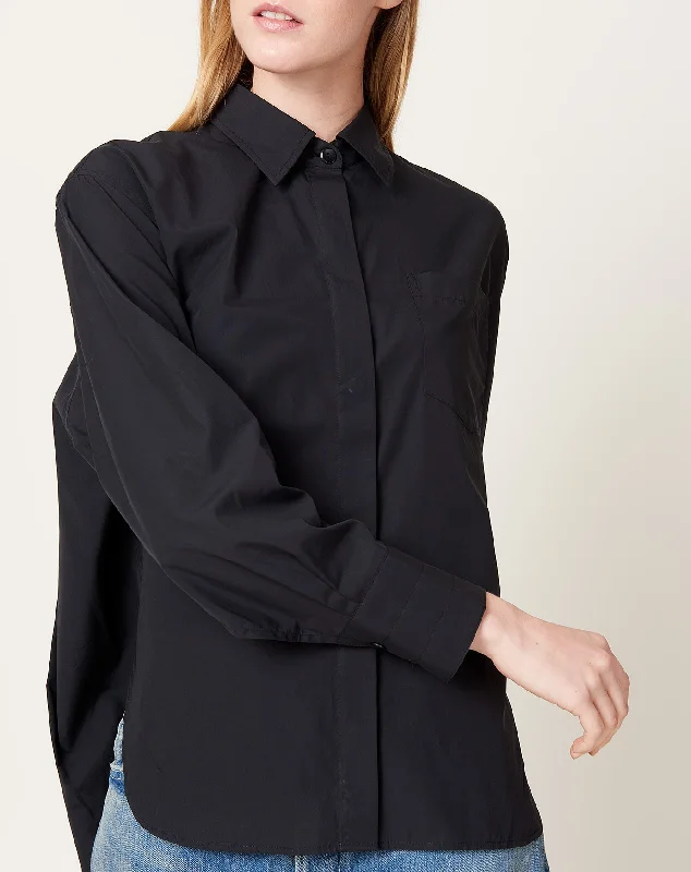 Covered Placket Shirt in Black