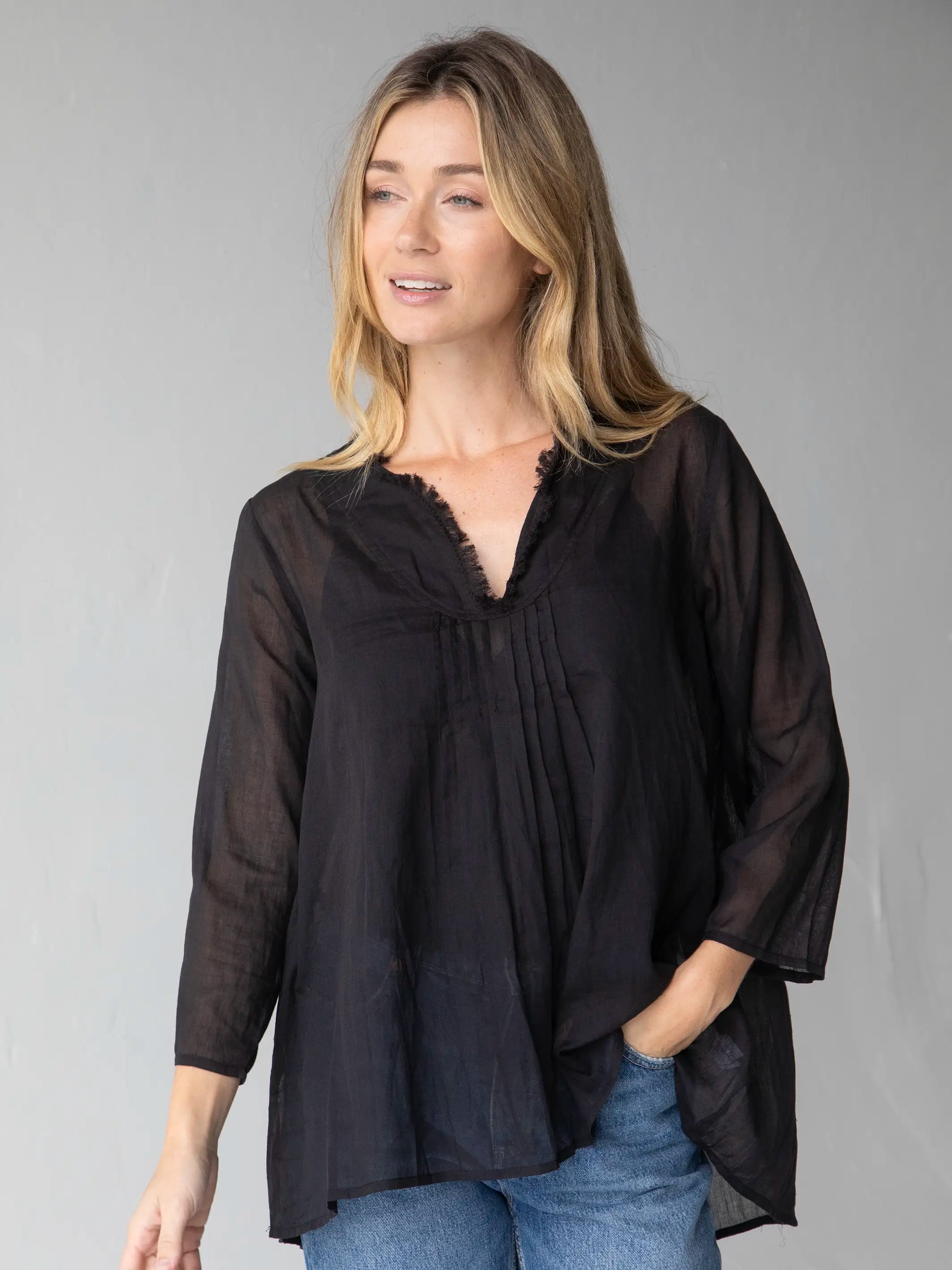 Cotton Tunic-In-A-Bag - Black