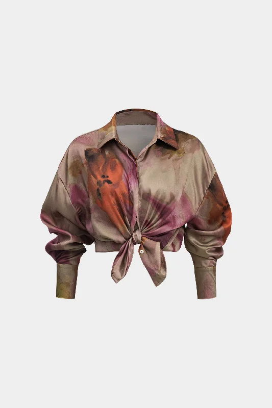 Tie Dye Print Long Sleeve Collar Shirt