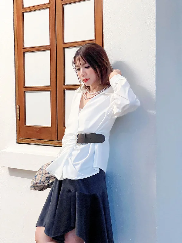 Half Belt Wrap Shirt (2 Colours)