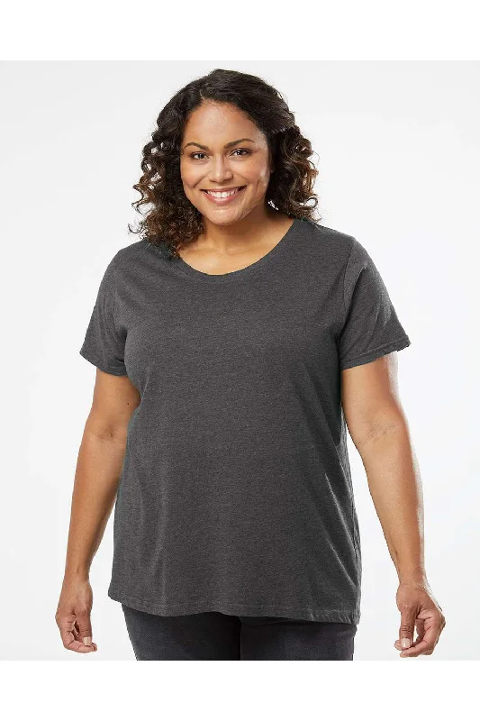 LAT Womens Curvy Collection Fine Jersey Short Sleeve Crewneck T-Shirt - Vintage Smoke Grey - Closeout