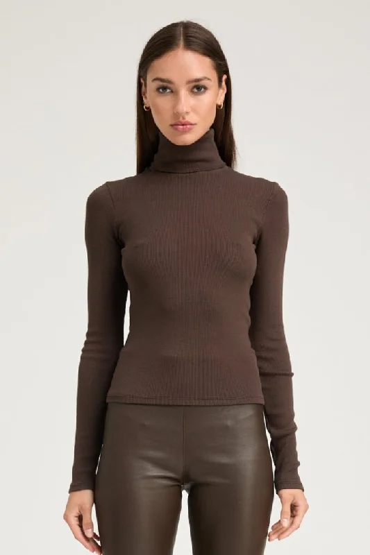 Chocolate Rib Long Sleeve Turtleneck