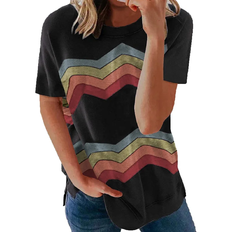 Womens Graphic Crewneck Tee Loose Casual T-Shirt