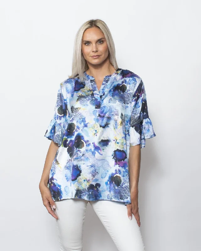 Snoskins Printed Charmeuse Henley Big Shirt 68603-24S