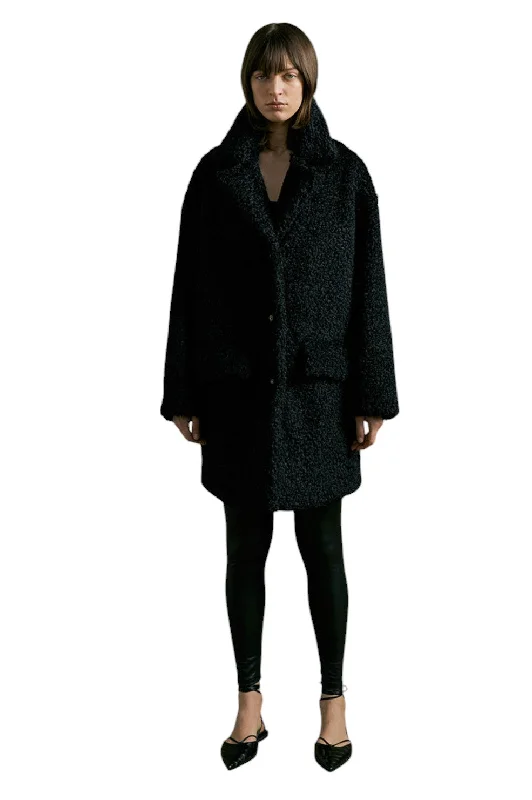 Mani Cocoon Half Coat - Black