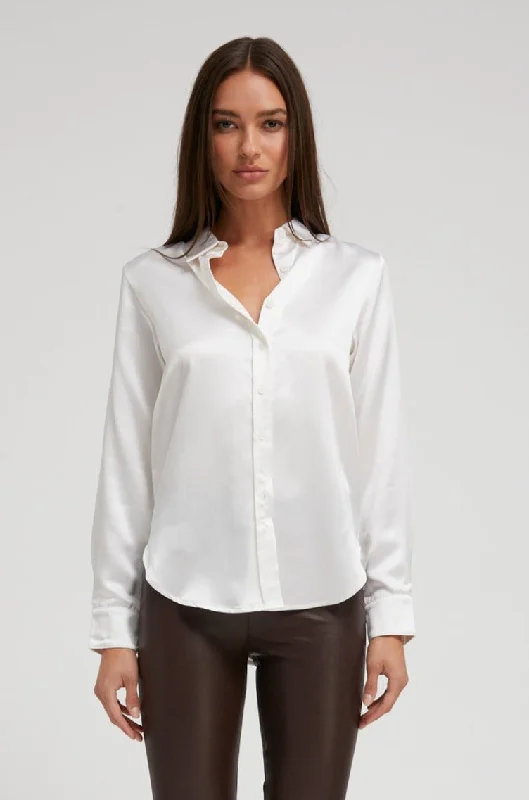 White Silk Slim Button Down