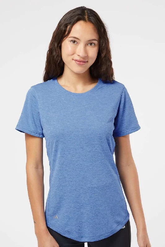 Adidas Womens UPF 50+ Short Sleeve Crewneck T-Shirt - Heather Collegiate Royal Blue - Closeout