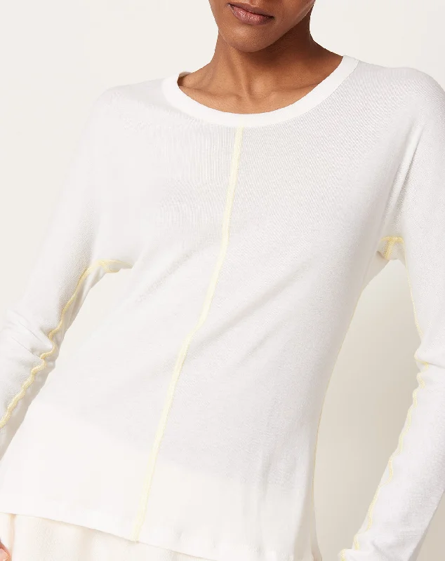 Middle Seam Longsleeve in White & Muted Yellow