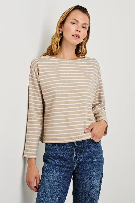 MACY TOP - HEATHER BEIGE STRIPE