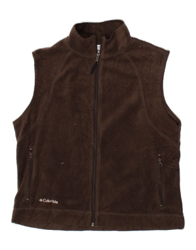 COLUMBIA Womens Fleece Gilet UK 18 XL Brown Polyester