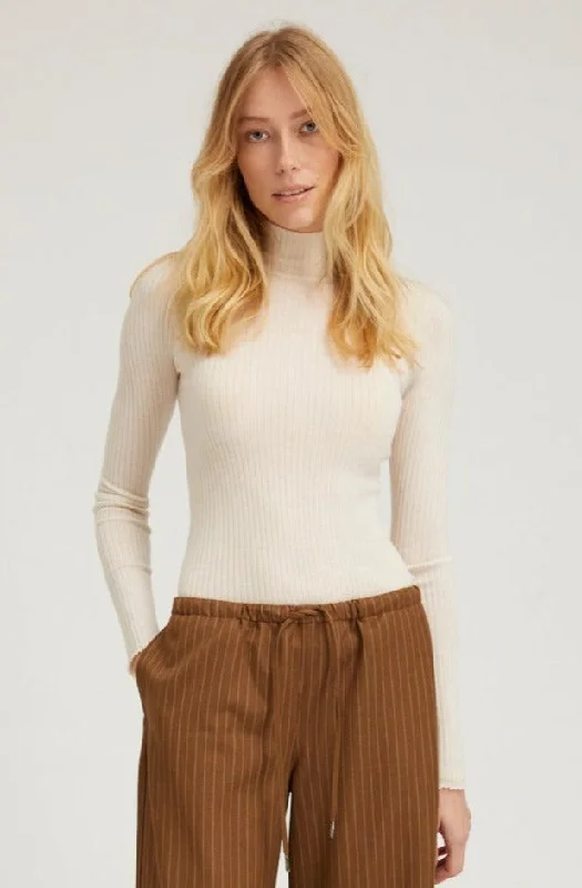 Chalk Cashmere Mock Neck